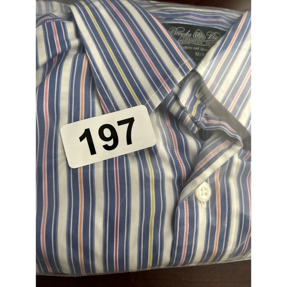 Brooks Brothers Shirt M Blue Multi Color Stripe Country Club Button Down Men - Picture 7 of 7